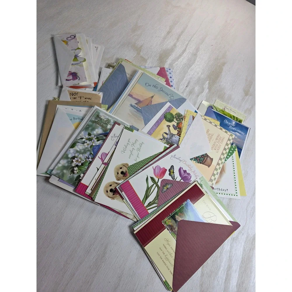 Vintage Greeting Card Lot Hallmark American Greetings Birthday Floral Boho 60pc+